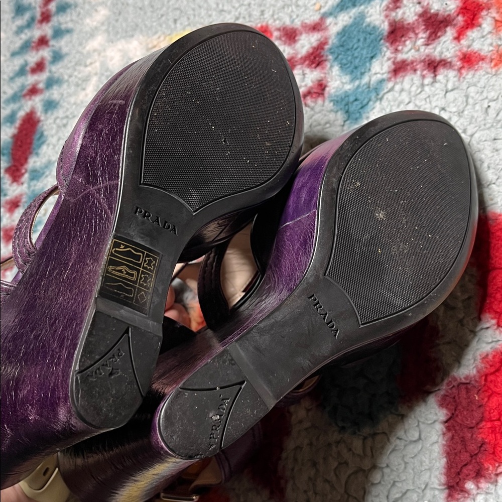 Prada purple platform wedge peep toe sandals - Picture 9 of 10